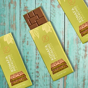 بار شوكولاته بالكنافة والفستق - 150 جرام  - حلواني اكسبشن  - مصر 